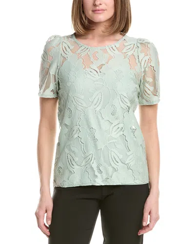 Anne Klein Jewel Neck Lace T-shirt In Blue