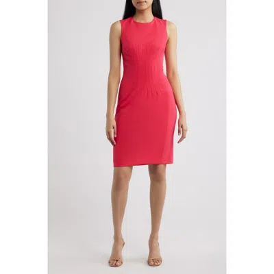 Anne Klein Jewel Neck Sheath Dress In Red