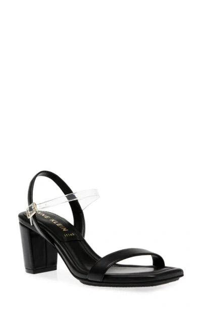 Anne Klein Jiselle Ankle Strap Sandal In Black Smooth,clear