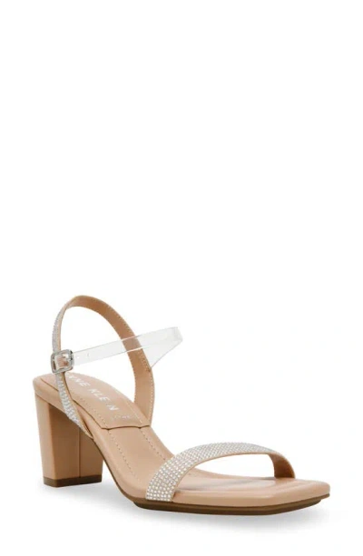 Anne Klein Jiselle Embellished Ankle Strap Sandal In Clear Crystal,nude