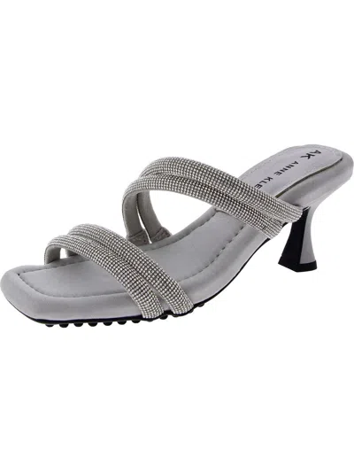Anne Klein Joie Womens Embellished Square Toe Heels In Silver