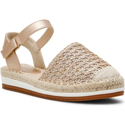 Anne Klein Jordanna Espadrille Sandal In Matte Gold Raffia