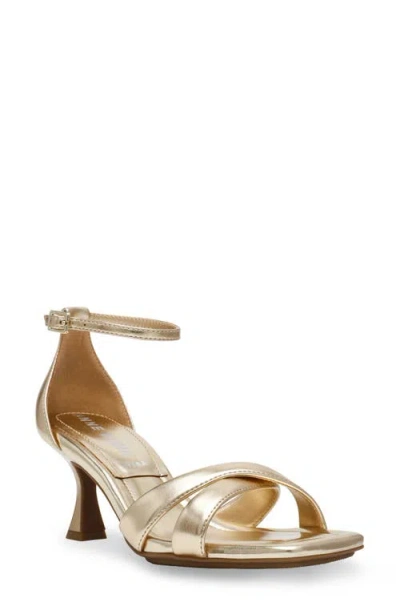 Anne Klein Joss Ankle Strap Kitten Heel Sandal In Light Gold