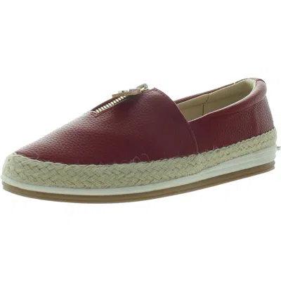 Anne Klein Joy Womens Zipper Faux Leather Loafers In Red