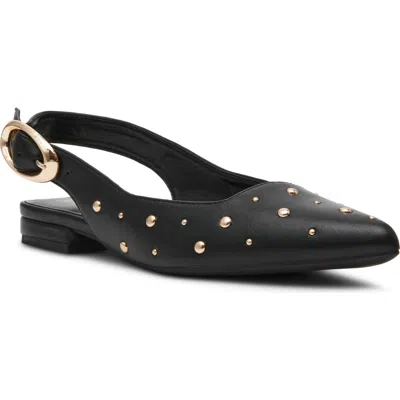 Anne Klein Kalil Faux Leather Slingback Pointed Toe Flat In Black Pu