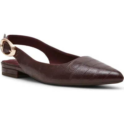 Anne Klein Kalil Faux Leather Slingback Pointed Toe Flat In Brown Eel Pu