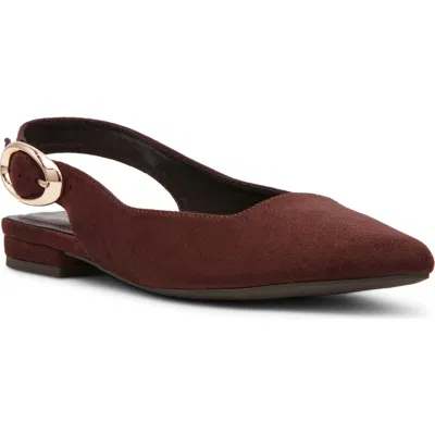 Anne Klein Kalil Faux Leather Slingback Pointed Toe Flat In Brown Microsuede