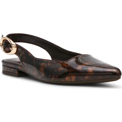 Anne Klein Kalil Faux Leather Slingback Pointed Toe Flat In Tortoise