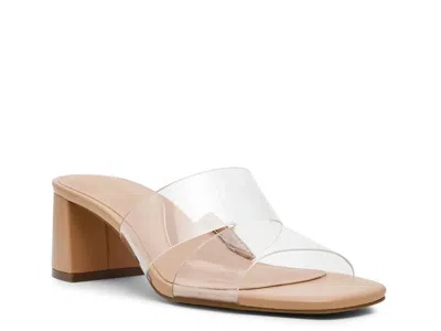 Anne Klein Kamryn Womens Clear Slip On Block Heel Dress Sandals Gal433 In Neutral