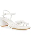 Anne Klein Keilly Womens Faux Leather Ankle Strap Block Heel In White