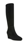 Anne Klein Akvalonia Womens Faux Suede Wide Calf Knee-high Boots In Black Microsuede