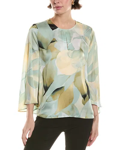 Anne Klein Petite Keyhole Front Blouse W Long Flar