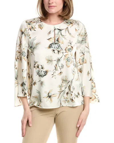 Anne Klein Keyhole Front Blouse In White