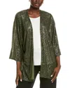 Anne Klein Sequin Draped Open Front Cardigan In Green
