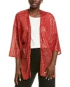 Anne Klein Sequin Draped Open Front Cardigan In Red