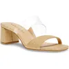 Anne Klein Karma Slide Sandal In Clear Vinyl/natural Raffia