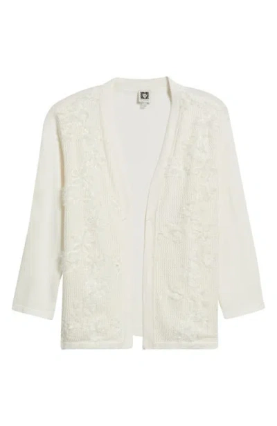 Anne Klein Kising Organza Appliqué Cardigan In Neutral