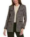 Anne Klein Metallic Tweed Jacket In Brown