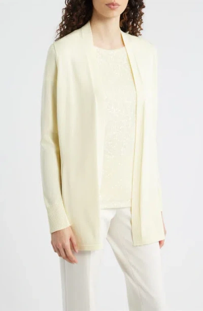 Anne Klein Kissing Front Pocket Cardigan In Yellow