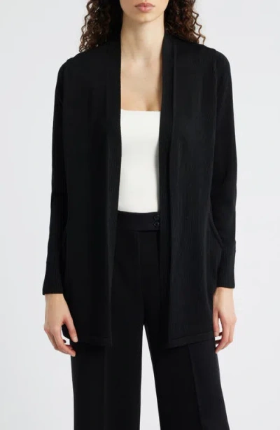 Anne Klein Kissing Front Pocket Cardigan In Black