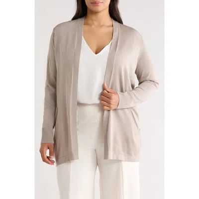 Anne Klein Kissing Front Pocket Cardigan In Gray