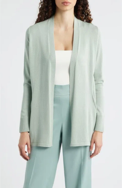 Anne Klein Kissing Front Pocket Cardigan In Green