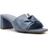 Anne Klein Kizmet Bow Slide Sandal In Blue Raffia