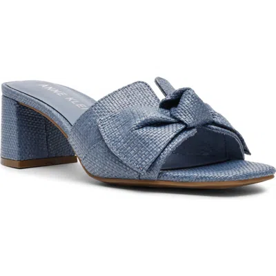 Anne Klein Kizmet Bow Slide Sandal In Blue Raffia
