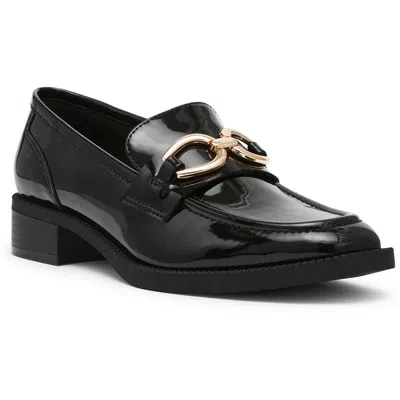 Anne Klein Korrie Womens Buckle Man Made Loafers In Black Patent