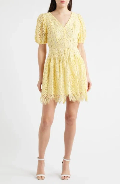 Anne Klein Lace Minidress In Yellow