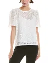 Anne Klein Petite Crewneck Short-puff-sleeve Lace Top