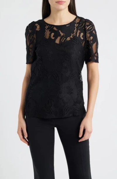 Anne Klein Lace Top In Black