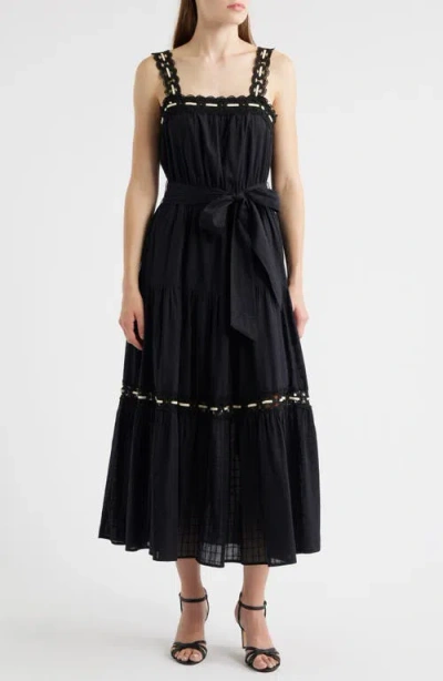 Anne Klein Lace Trim Cotton Sundress In Black
