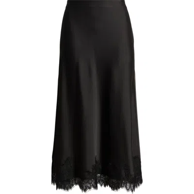 Anne Klein Lace Trim Midi Skirt In Black