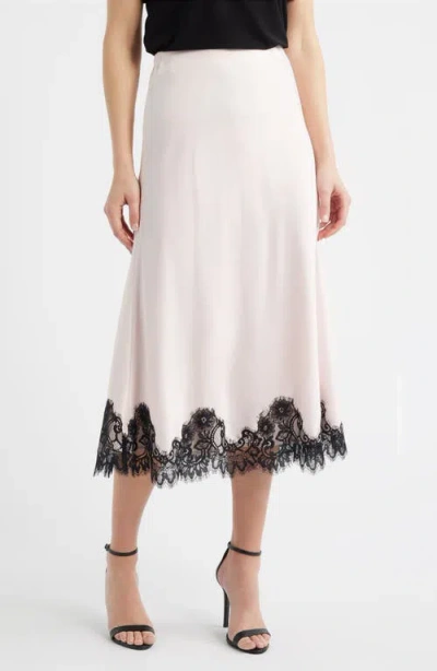 Anne Klein Lace Trim Midi Skirt In White