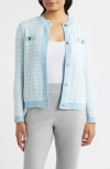 Anne Klein Lady Tweed Cardigan In Blue