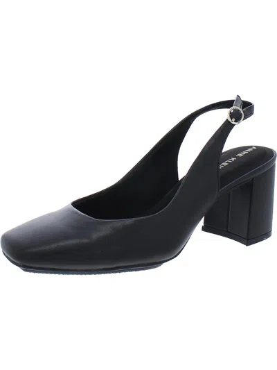 Anne Klein Laney Womens Faux Leather Slip On Slingback Heels In Black