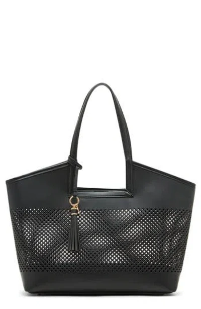 Anne Klein Large Perforated Tote Bag In Black