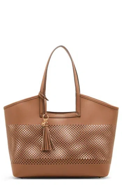 Anne Klein Large Perforated Tote Bag In Brown