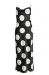 Anne Klein Large Polka Dot Satin Slipdress In Anne Black/white Dove