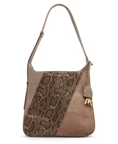 Anne Klein Large Polyurethane Multi-pieced Hobo Handbag In Nude