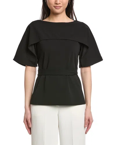 Anne Klein Layered Boat Neck Pullover In Black