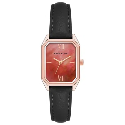 Anne Klein Leather Strap Ladies Watch In Black
