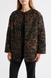 Anne Klein Leopard Print Topper Jacket In Brown