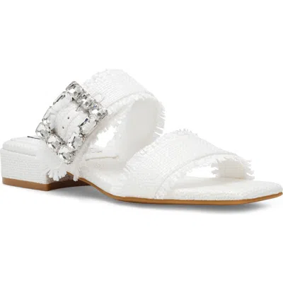 Anne Klein Lillie Slide Sandal In White Raffia