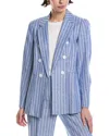 Anne Klein Linen-blend Blazer In Blue