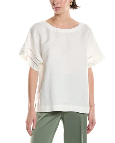 ANNE KLEIN LINEN-BLEND BOXY TOP