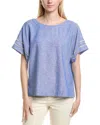 Anne Klein Linen-blend Boxy Top In Blue