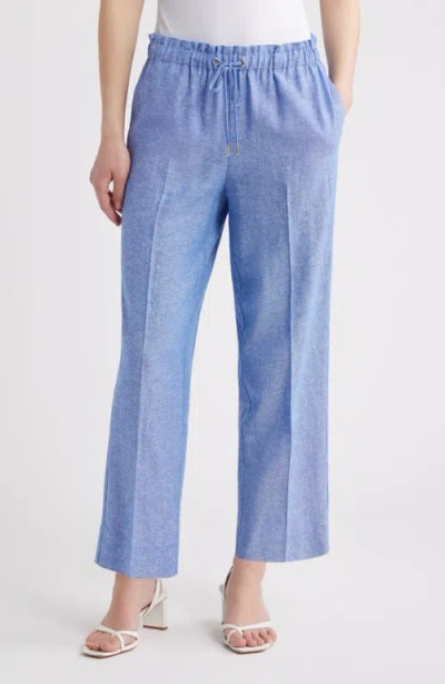 Anne Klein Linen Blend Crop Wide Leg Drawstring Pants