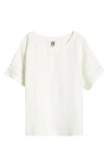 Anne Klein Linen Blend Dolman Sleeve Top In Bright White